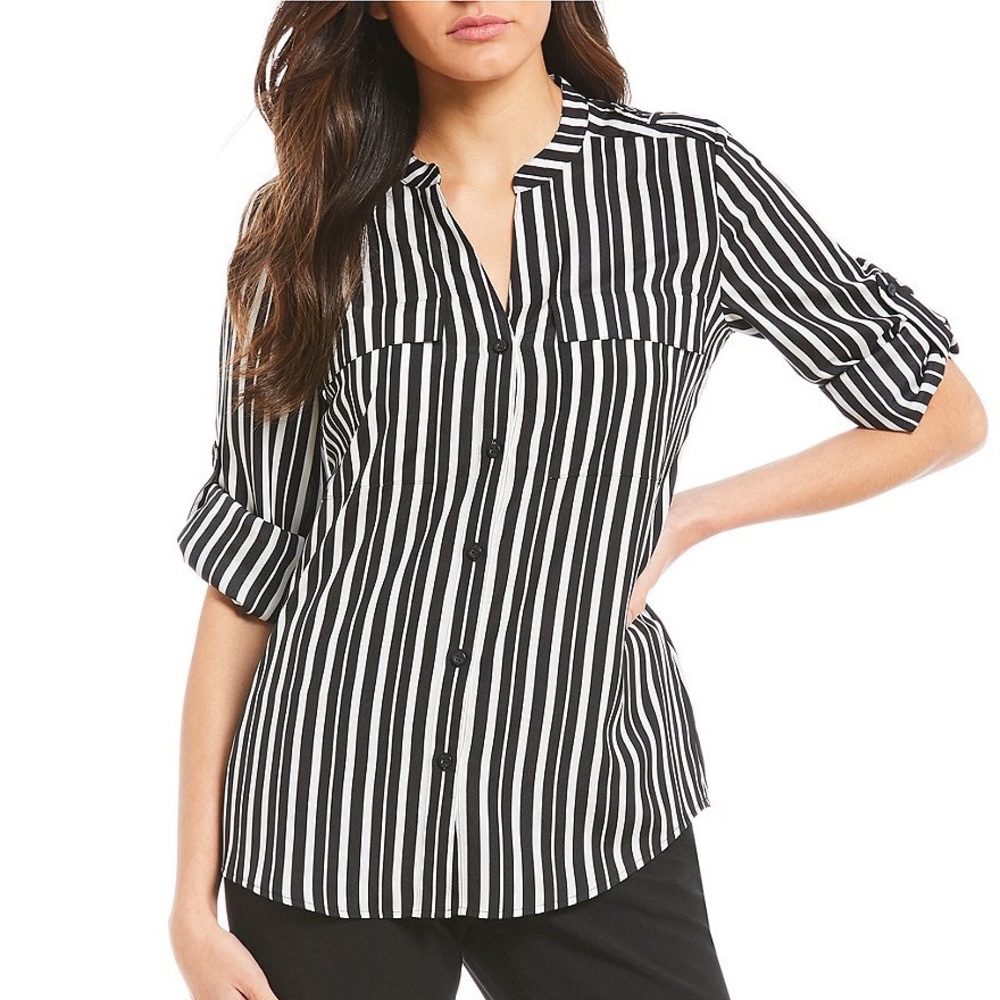 Calvin Klein Striped Long Sleeve Blouse